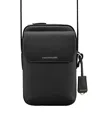 Maison De Sabre Leather Zip Phone Pouch In Black Caviar