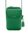 Maison De Sabre Leather Zip Phone Pouch In Emerald Green