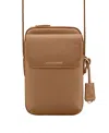 Maison De Sabre Leather Zip Phone Pouch In Sandstone Brown