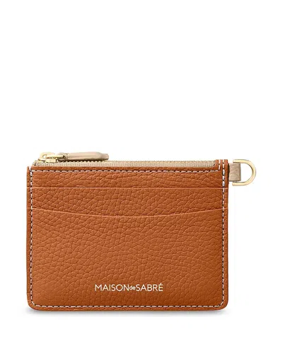 Maison De Sabre Leather Zipped Card Pouch In Brown