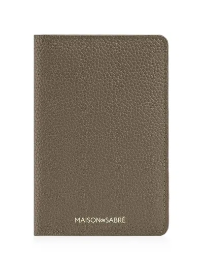 Maison De Sabre Logo-stamp Grained Leather Passport Holder In Brown
