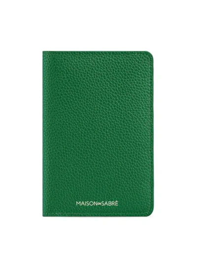 Maison De Sabre Men's Leather Passport Holder In Emerald Green