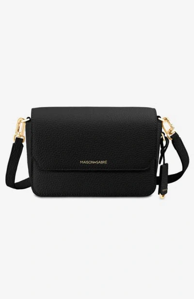 Maison De Sabre Maison De Sabré Mini Leather Flap Bag In Black Caviar