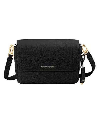 Maison De Sabre Mini Leather Flap Bag In Black Caviar