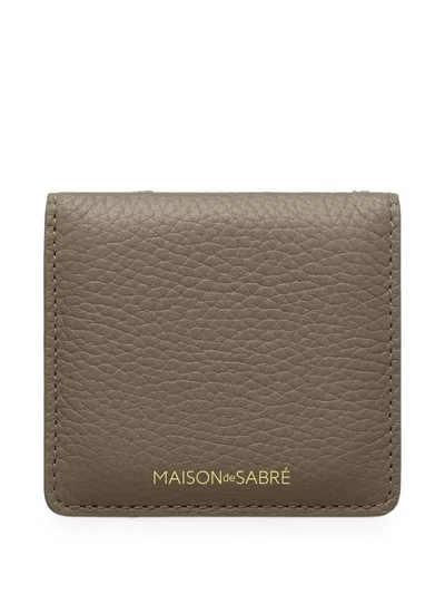 Maison De Sabre Pebbled Leather Compact Mirror In Brown