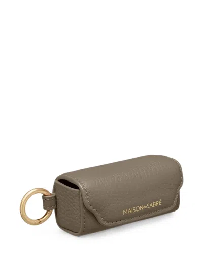 Maison De Sabre Pebbled Leather Lipstick Charm In Brown