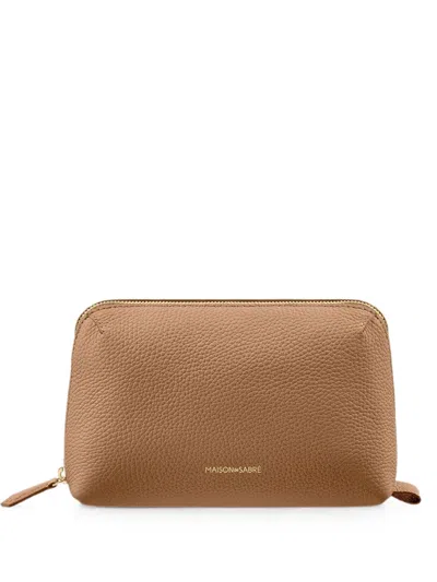 Maison De Sabre Pebbled Leather Pouch In Orange