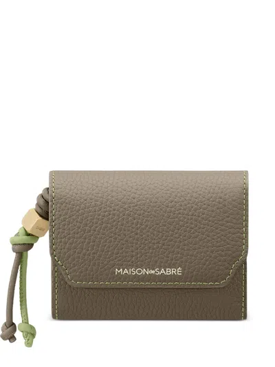 Maison De Sabre Pebbled Leather Trifold Wallet In Gray