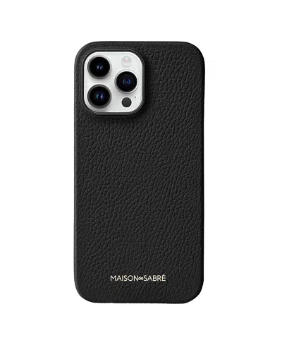 Maison De Sabre Leather Phone Case (iphone 15 Pro) In Black Caviar