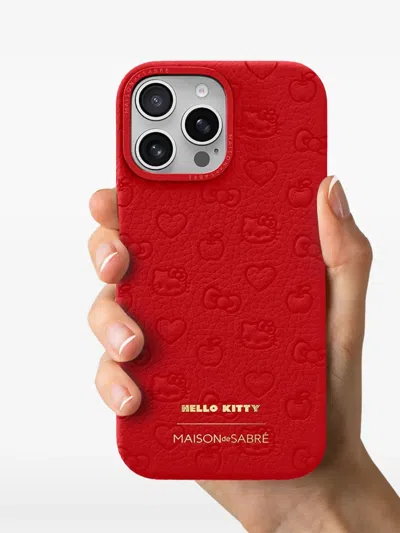 Maison De Sabre Raised Camera Guard Leather Phone Case In Red