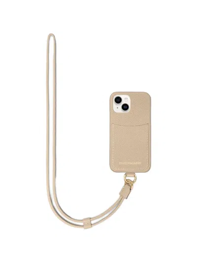 Maison De Sabre Sling Leather Iphone 14 Phone Case In Neutral