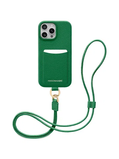 Maison De Sabre Sling Leather Iphone 16 Pro Max Phone Case In Green
