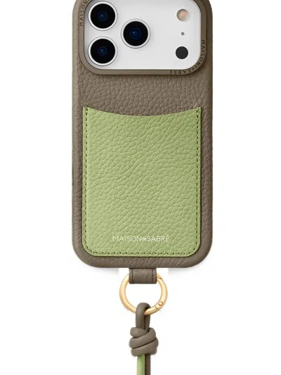 Maison De Sabre Sling Leather Iphone 18 Pro Phone Case In Green