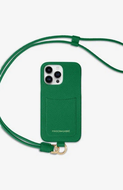 Maison De Sabre Sling Phone Case Iphone 15 Pro In Emerald Green