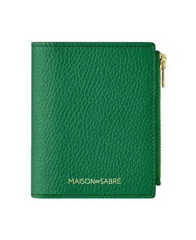 Maison De Sabre Maison De Sabré Small Leather Bifold Wallet In Emerald Lily
