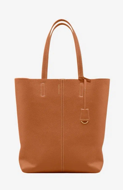 Maison De Sabre Tall Leather Soft Tote In Pecan Nude
