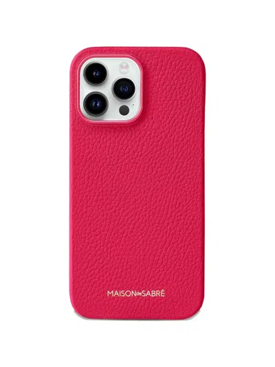Maison De Sabre Textured-leather Iphone 15 Pro Phone Case In Pink
