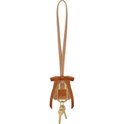 Maison De Sabre Bow Padlock Bag Charm In Brown