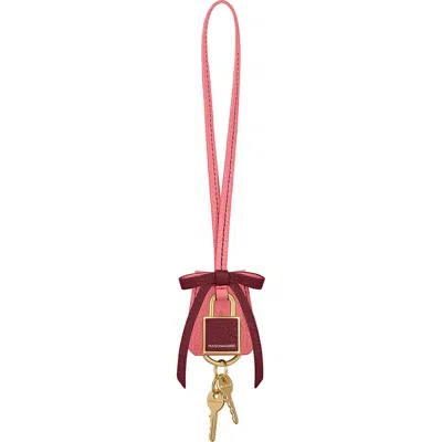 Maison De Sabre Bow Padlock Bag Charm In Gray