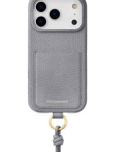 Maison De Sabre The Sling Pro Max 18 Leather Phone Case In Gray