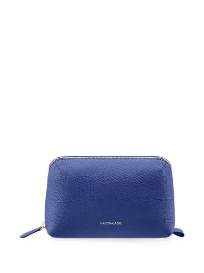 Maison De Sabre The Tech Pouch Pebbled Leather Gadget In Blue