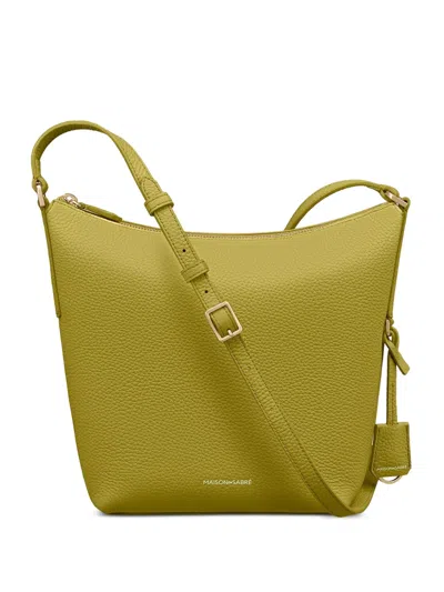 Maison De Sabre Leather Zipped Bucket Bag In Green