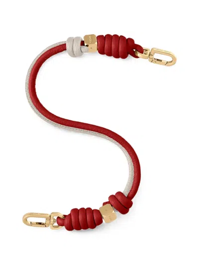 Maison De Sabre Twist Knotted Leather Bag Strap In Red