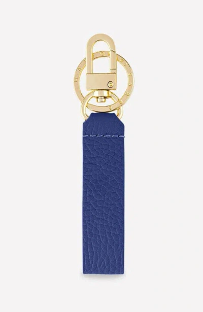 Maison De Sabre Upcycled Leather Keychain In Lapis Blue