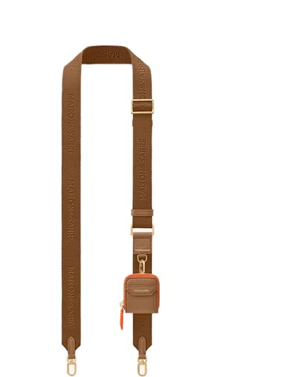 Maison De Sabre Utility Bag Strap With Charm In Brown