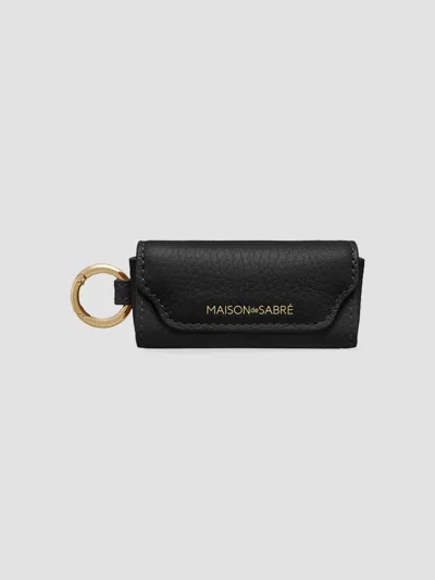 Maison De Sabre Women's Leather Lipstick Charm In Rouge Noir