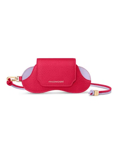 Maison De Sabre Women's Leather Sunglasses Sling Case In Red