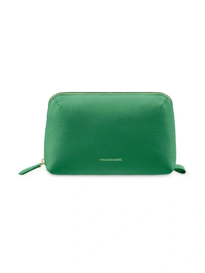 Maison De Sabre Women's Leather Tech Pouch In Emerald Green