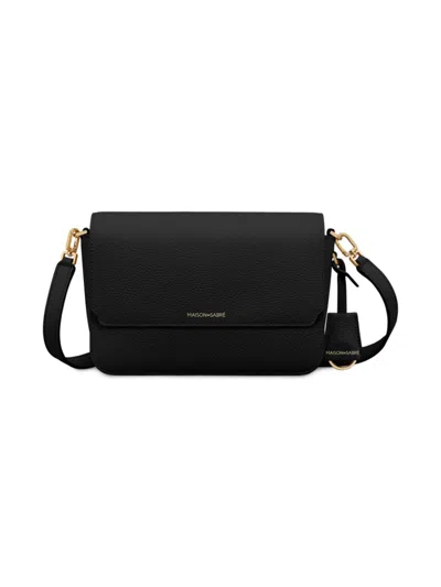 Maison De Sabre Maison De Sabré Medium Leather Flap Bag In Black Caviar