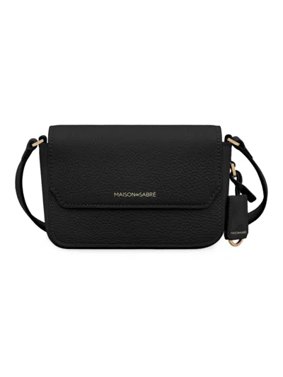 Maison De Sabre Women's Micro Leather Flap Bag In Black