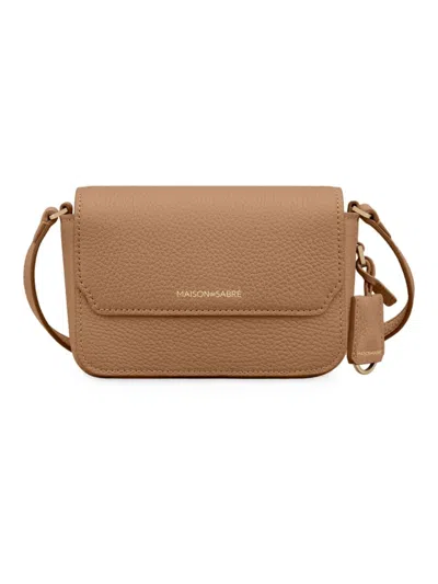 Maison De Sabre Women's Micro Leather Flap Bag In Brown