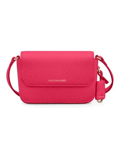 Maison De Sabre Women's Micro Leather Flap Bag In Pink