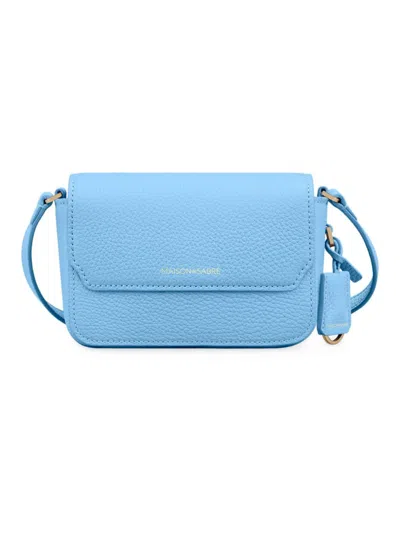 Maison De Sabre Women's Micro Leather Flap Bag In Blue