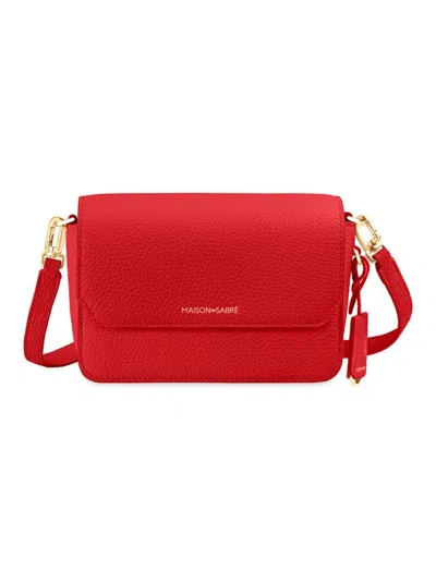 Maison De Sabre Women's Mini Leather Flap Bag In Pomegranate Red