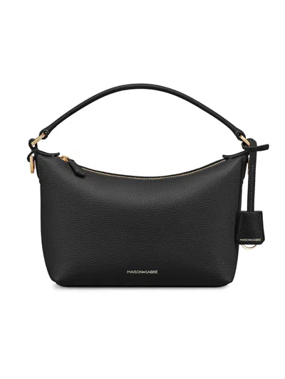 Maison De Sabre Women's Small Leather Soft Hobo Bag In Black