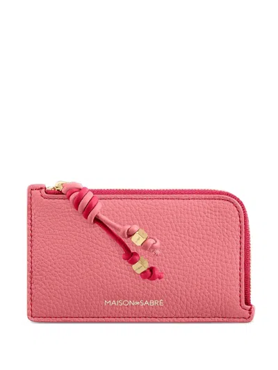 Maison De Sabre Zip Pebbled Leather Card Holder In Blue