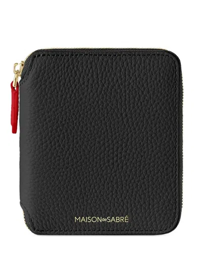 Maison De Sabre Zip Pebbled Leather Wallet In Black