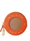 Maison De Sabre Zip Round Leather Coin Purse In Orange