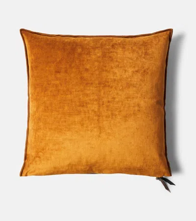 Maison De Vacances Leather-trimmed Cushion In Transparent