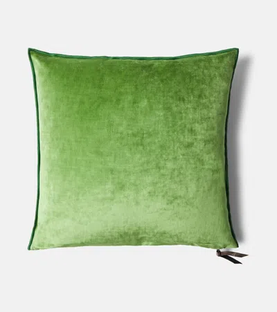 Maison De Vacances Leather-trimmed Cushion In Purple
