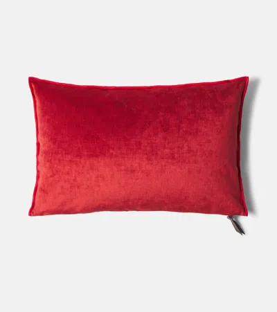 Maison De Vacances Leather-trimmed Cushion In Red
