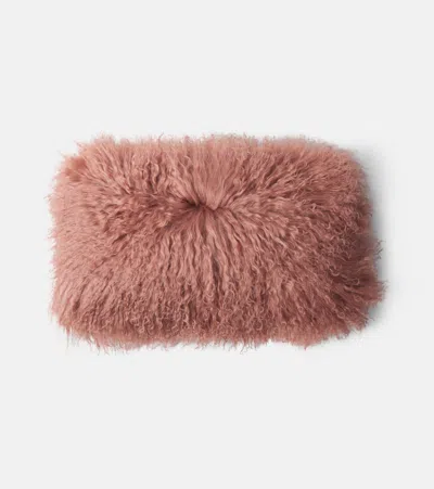 Maison De Vacances Reversible Linen And Shearling Cushion In Brown
