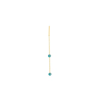 Maison Des Nus Women's Blue / Gold Evil Eye Threader Earrings – 14k Gold-plated Sterling Silver Earrings