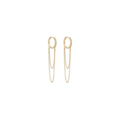 Maison Des Nus Women's Pavé Chain Huggies – 14k Gold-plated Hoops