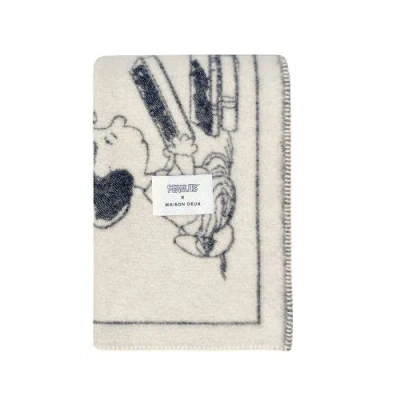 Maison Deux Blanket Peanuts Flight School Comic Strip Cotton Black / White 4.25 X 6.5ft In Neutral