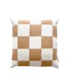 Maison Deux Checkerboard Cushion Cover In Brown